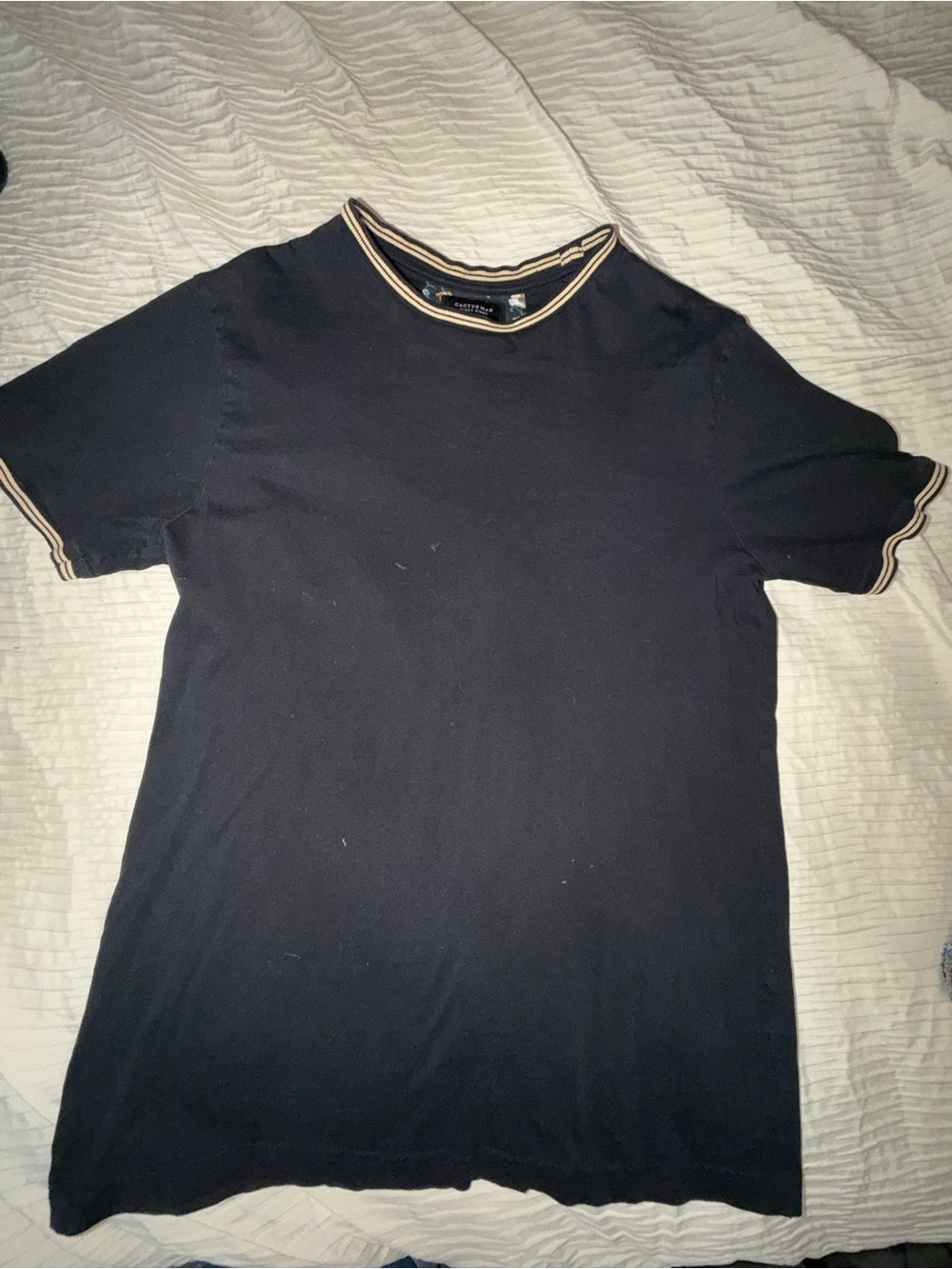 Cactus Black Short Sleeve Tee with Cream Contrast Trim